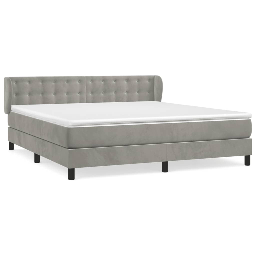 Κρεβάτι Boxspring με Στρώμα Ανοιχτό Γκρι 160x200 εκ. Βελούδινο