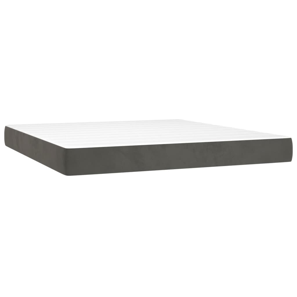 Κρεβάτι Boxspring με Στρώμα Σκούρο Γκρι 160x200 εκ. Βελούδινο