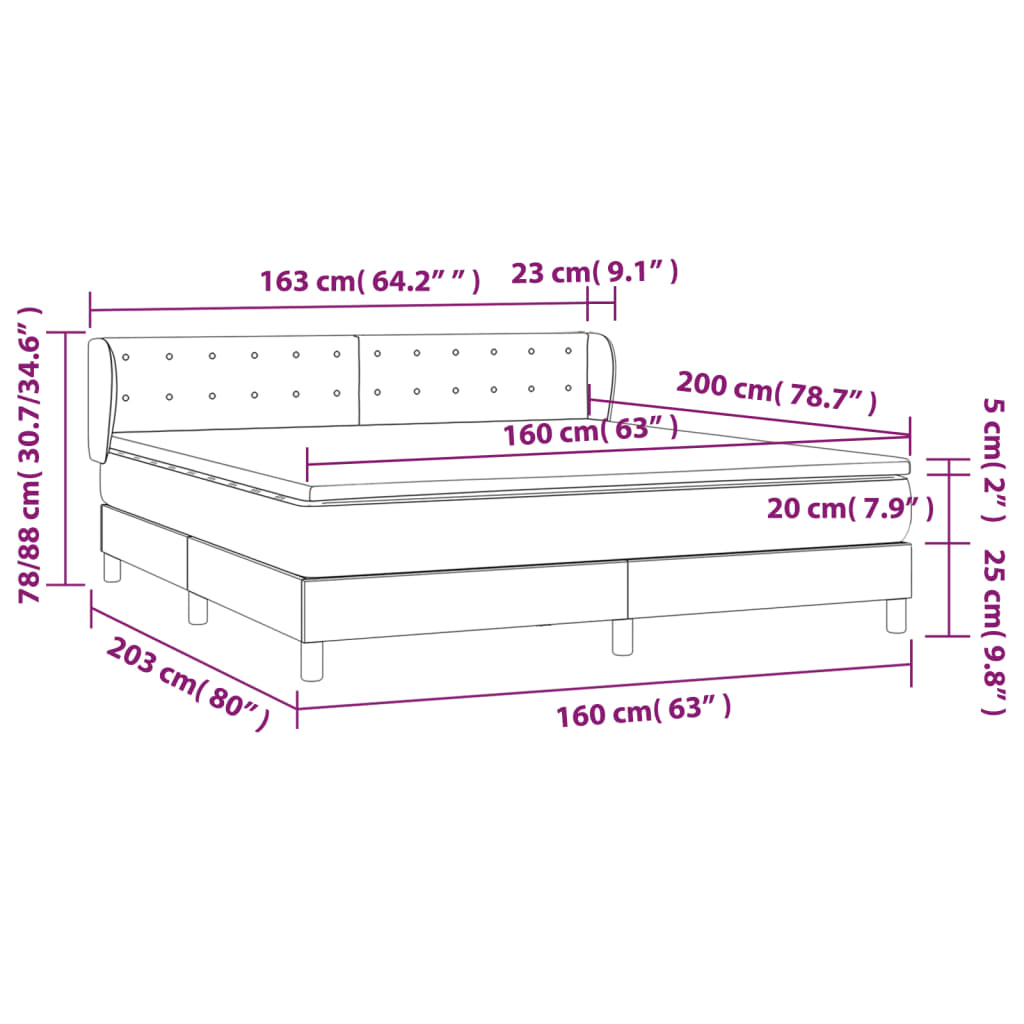Κρεβάτι Boxspring με Στρώμα Σκούρο Μπλε 160x200 εκ. Βελούδινο