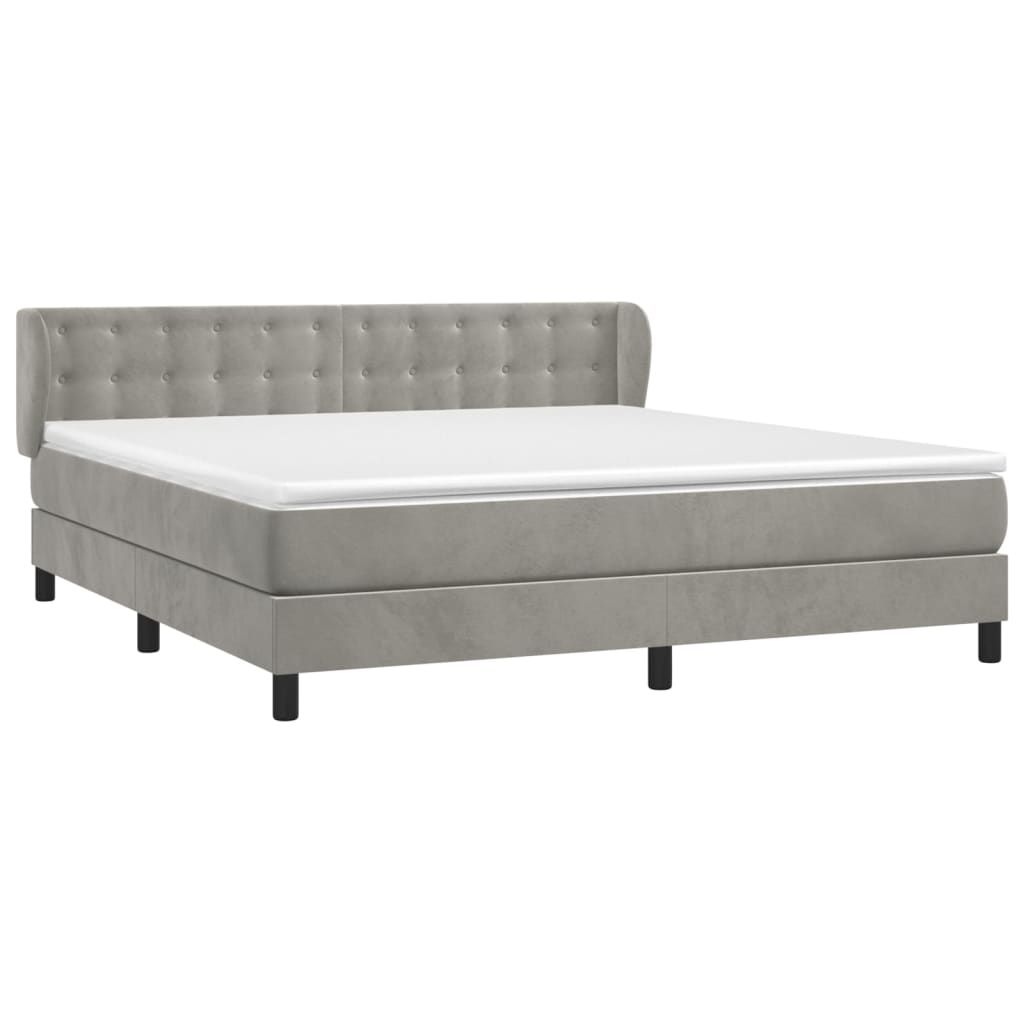Κρεβάτι Boxspring με Στρώμα Ανοιχτό Γκρι 180x200 εκ. Βελούδινο