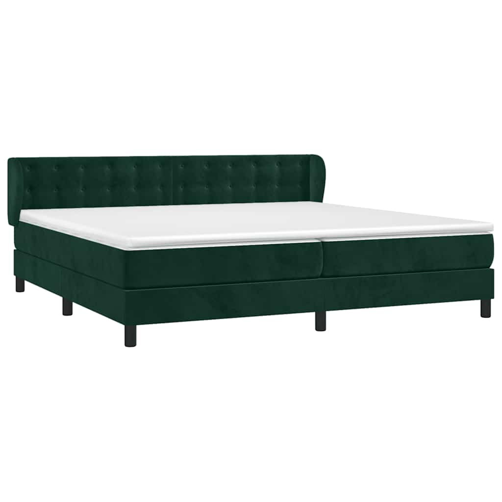 Κρεβάτι Boxspring με Στρώμα Σκούρο Πράσινο 200x200εκ. Βελούδινο