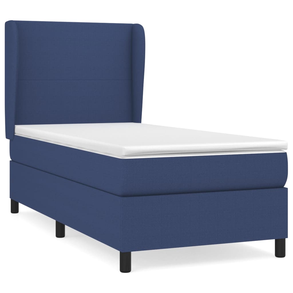 Κρεβάτι Boxspring με Στρώμα Μπλε 100 x 200 εκ. Υφασμάτινο