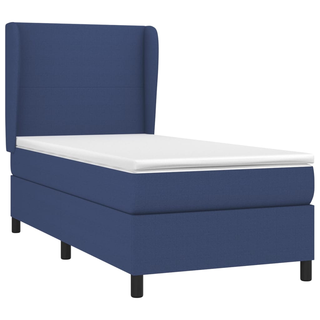 Κρεβάτι Boxspring με Στρώμα Μπλε 100 x 200 εκ. Υφασμάτινο