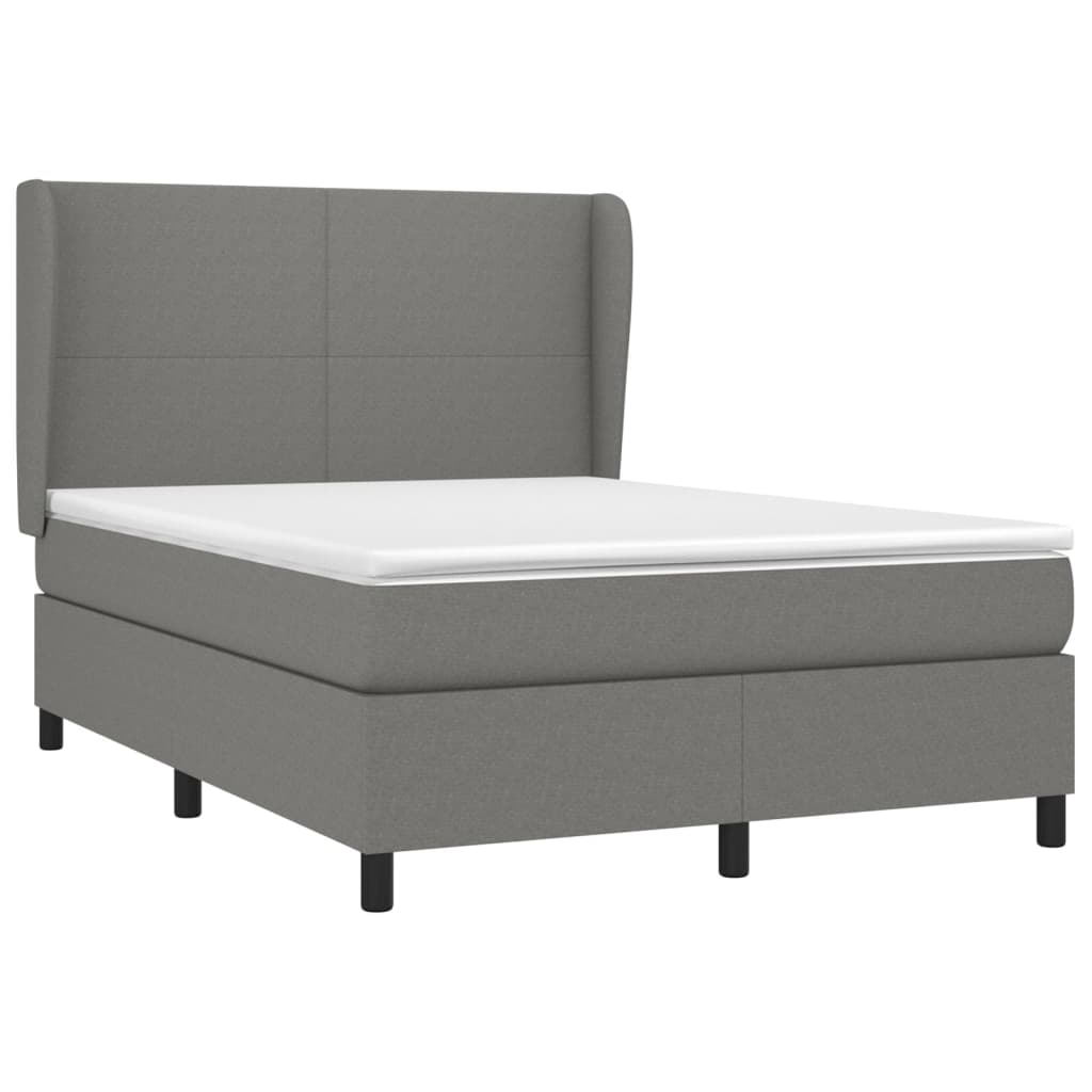 Κρεβάτι Boxspring με Στρώμα Σκούρο Γκρι 140x190 εκ. Υφασμάτινο