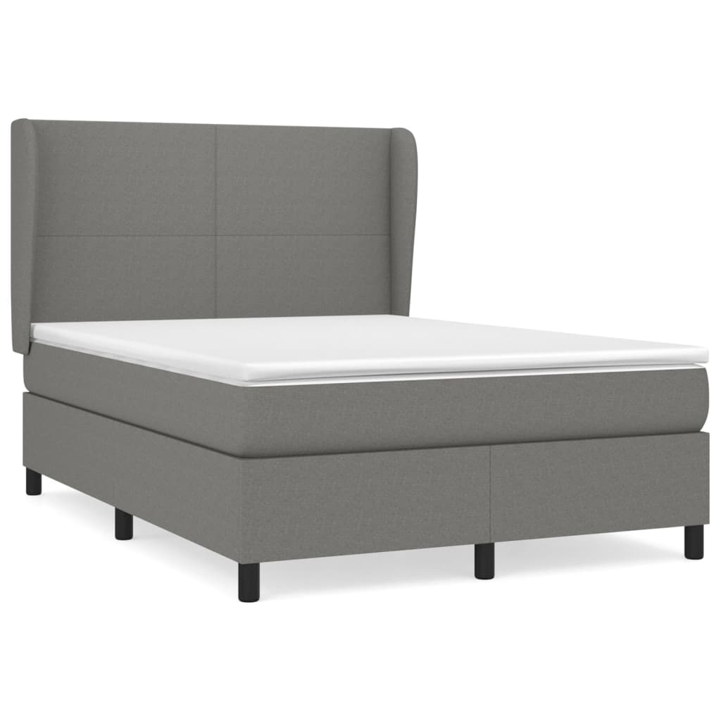 Κρεβάτι Boxspring με Στρώμα Σκούρο Γκρι 140x200 εκ Υφασμάτινο