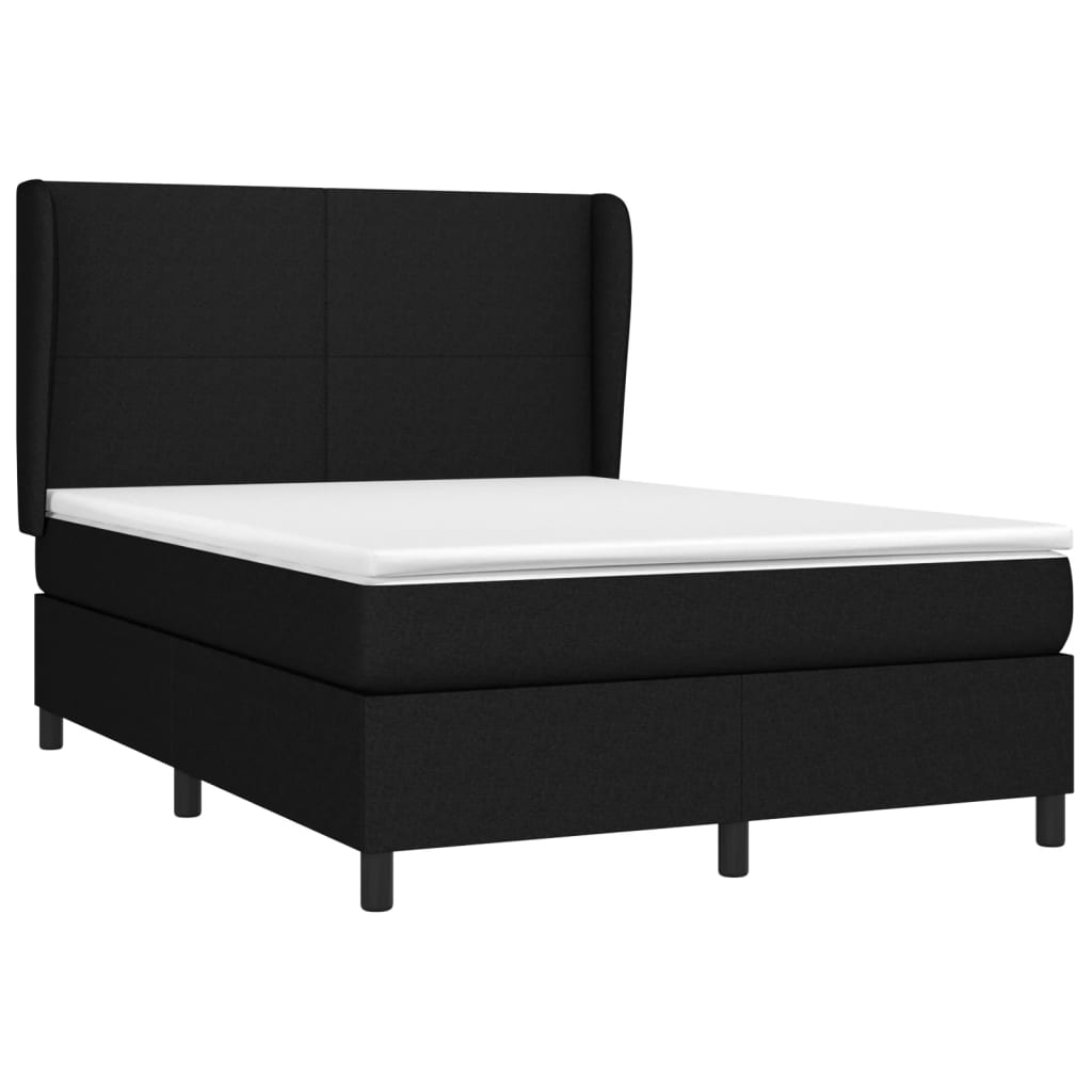 Κρεβάτι Boxspring με Στρώμα Μαύρο 140x200 εκ. Υφασμάτινο
