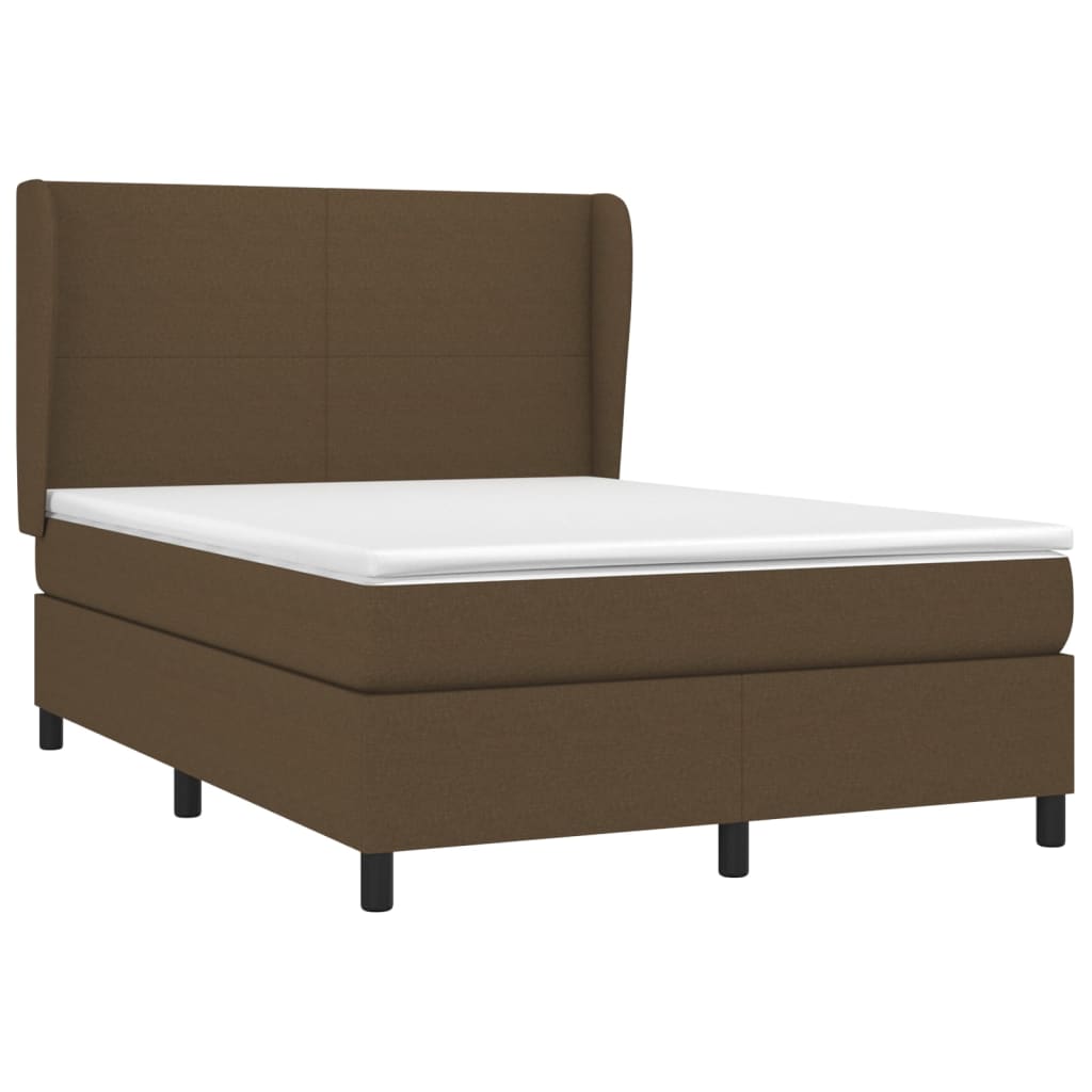 Κρεβάτι Boxspring με Στρώμα Σκούρο Καφέ 140x200 εκ Υφασμάτινο