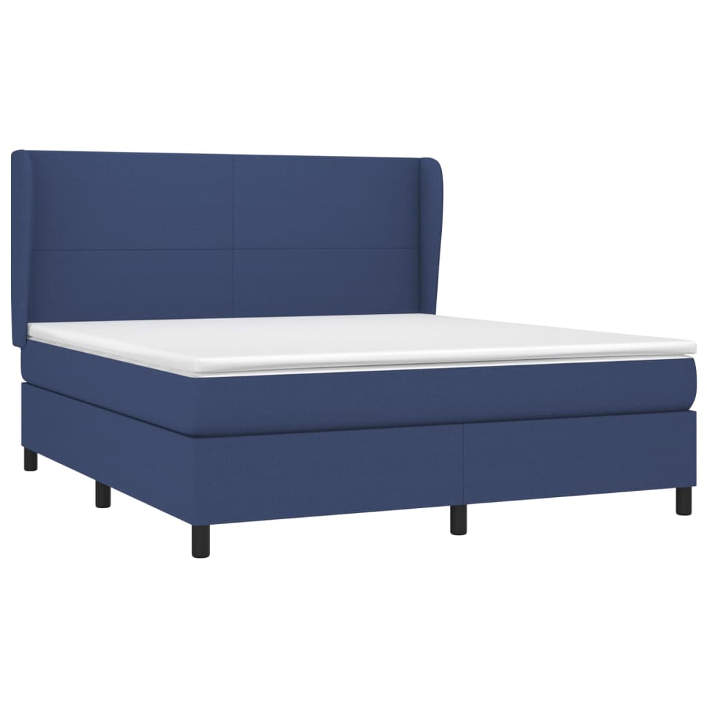Κρεβάτι Boxspring με Στρώμα Μπλε 160x200 εκ. Υφασμάτινο