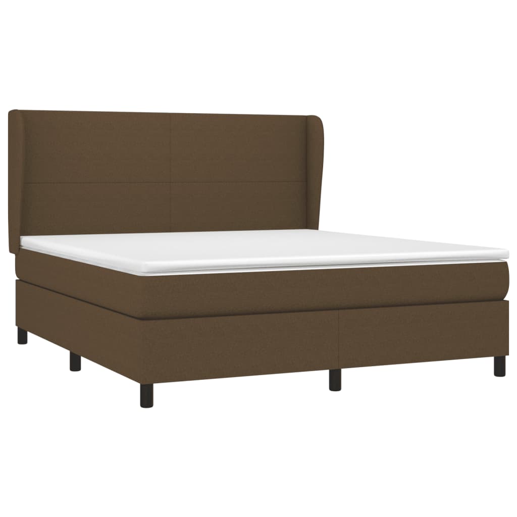 Κρεβάτι Boxspring με Στρώμα Σκούρο Καφέ 180x200 εκ Υφασμάτινο