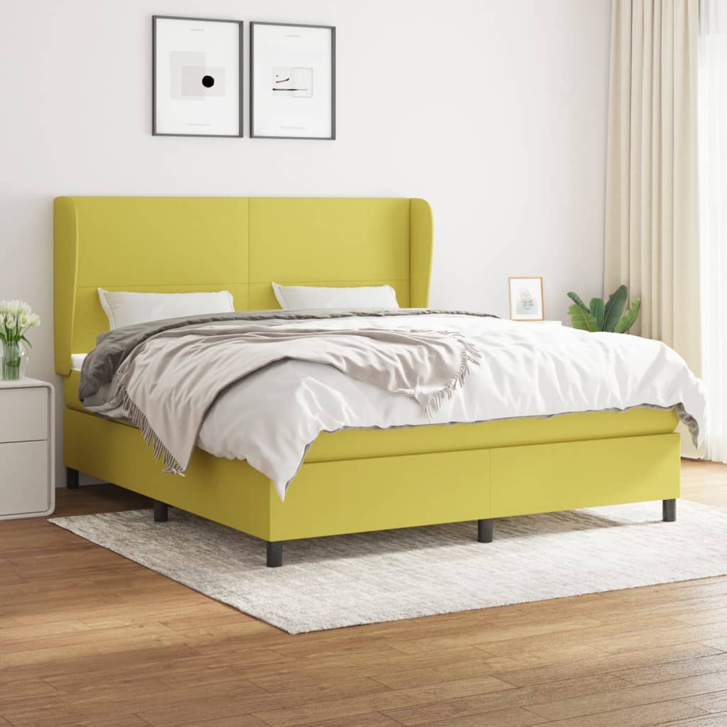 Κρεβάτι Boxspring με Στρώμα Πράσινο 180x200 εκ.Υφασμάτινο