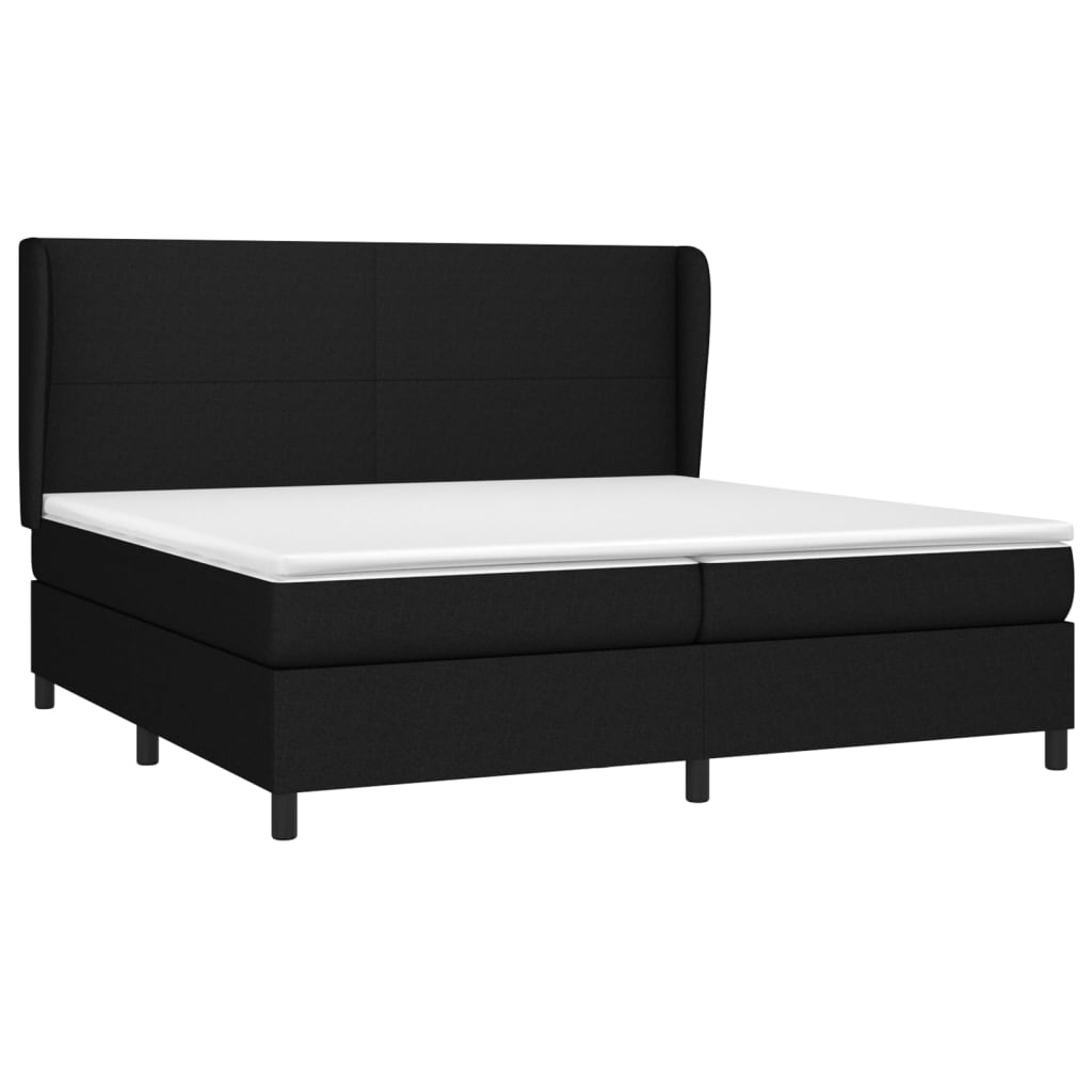 Κρεβάτι Boxspring με Στρώμα Μαύρο 200x200 εκ. Υφασμάτινο