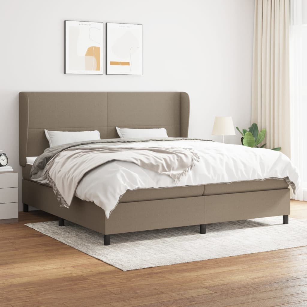 Κρεβάτι Boxspring με Στρώμα Taupe 200x200 εκ. Υφασμάτινο