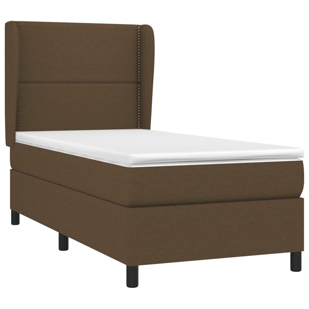 Κρεβάτι Boxspring με Στρώμα Σκούρο Καφέ 80x200 εκ. Υφασμάτινο