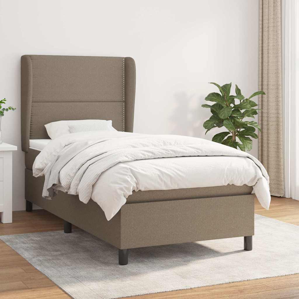 Κρεβάτι Boxspring με Στρώμα Taupe 80x200 εκ. Υφασμάτινο - Pakobazaar