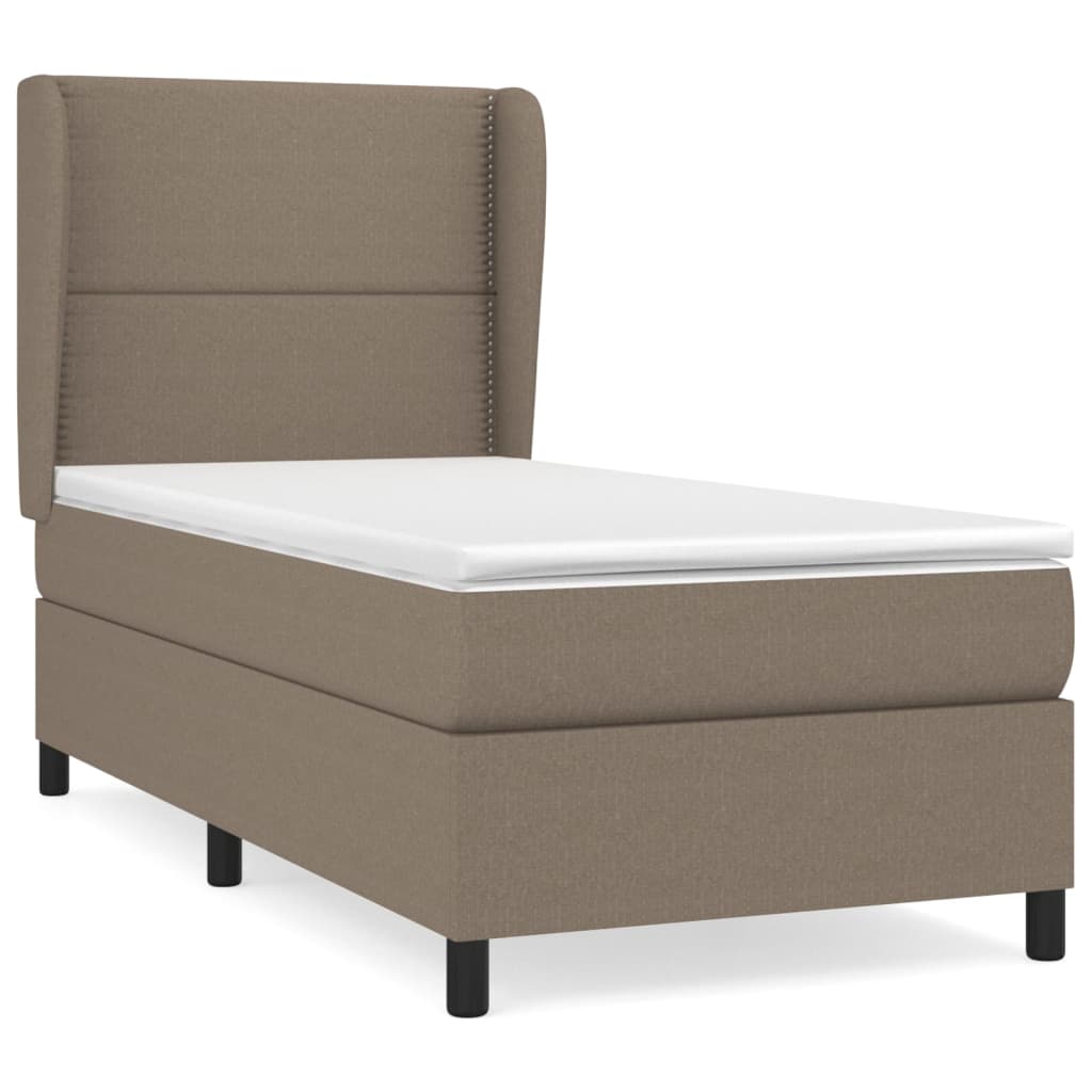 Κρεβάτι Boxspring με Στρώμα Taupe 90x190 εκ.Υφασμάτινο