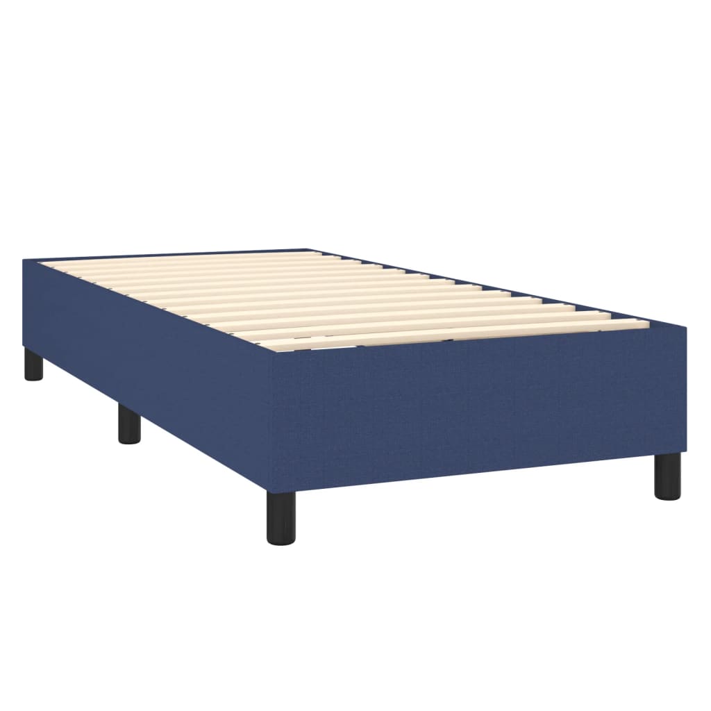 Κρεβάτι Boxspring με Στρώμα Μπλε 80x200 εκ. Υφασμάτινο