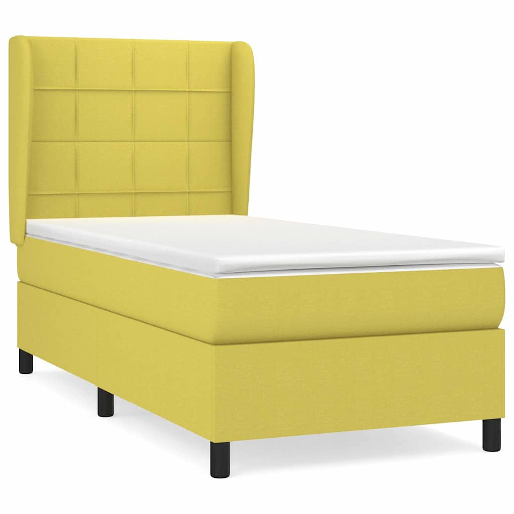 Κρεβάτι Boxspring με Στρώμα Πράσινο 90x190 εκ.Υφασμάτινο