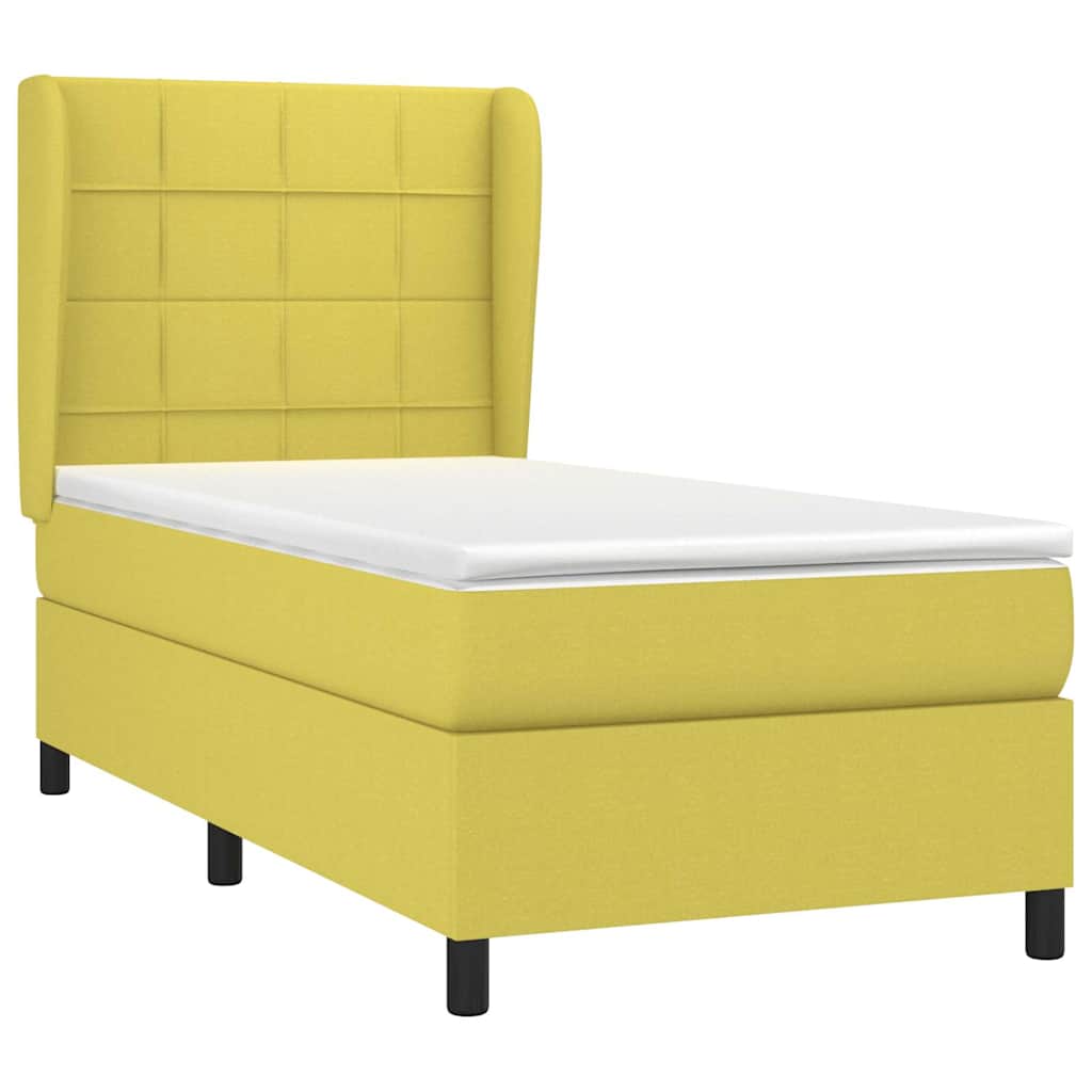 Κρεβάτι Boxspring με Στρώμα Πράσινο 90x190 εκ.Υφασμάτινο