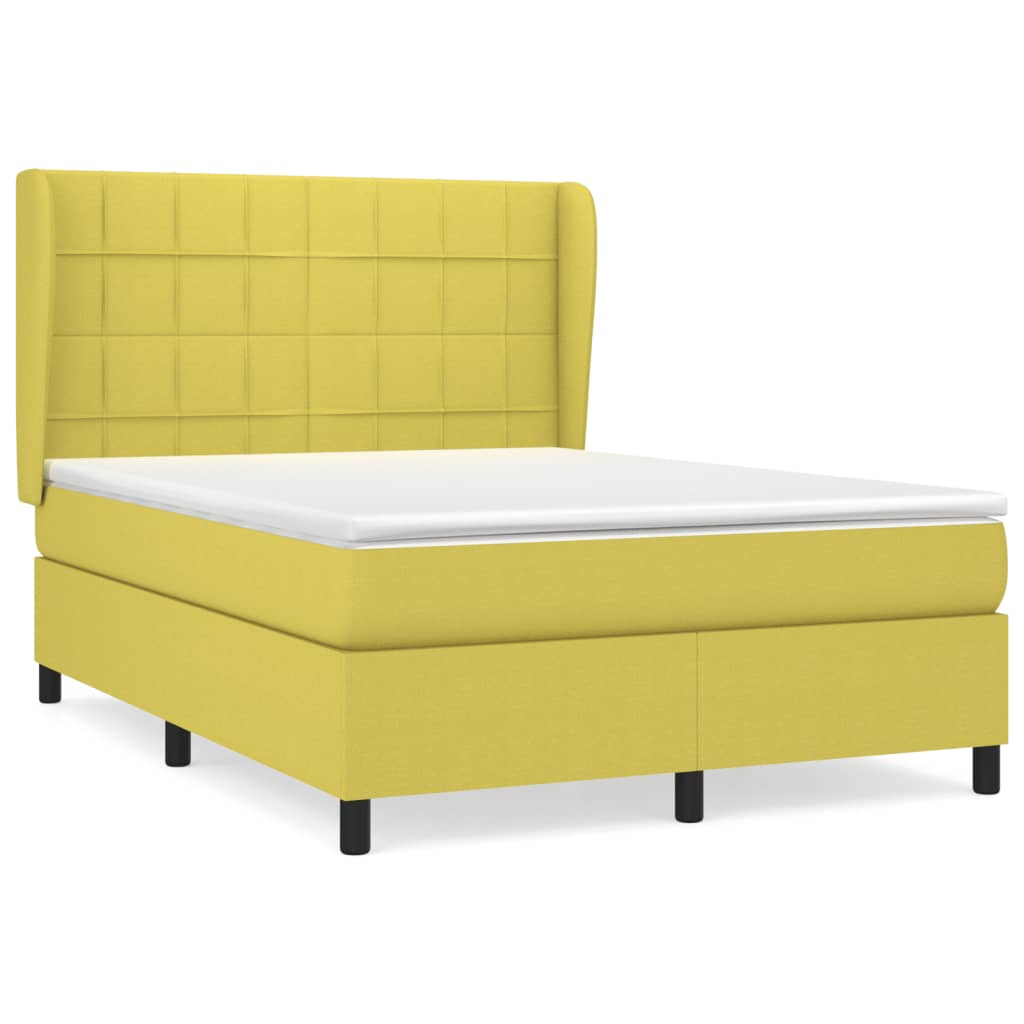 Κρεβάτι Boxspring με Στρώμα Πράσινο 140x190 εκ. Υφασμάτινο