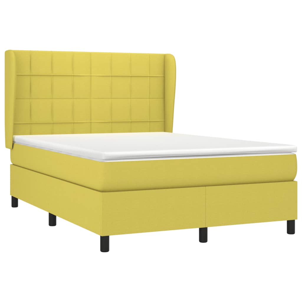 Κρεβάτι Boxspring με Στρώμα Πράσινο 140x190 εκ. Υφασμάτινο