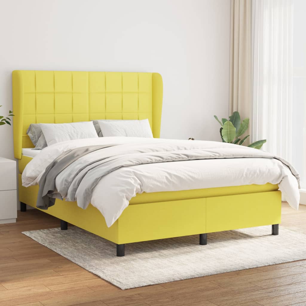 Κρεβάτι Boxspring με Στρώμα Πράσινο 140x190 εκ. Υφασμάτινο