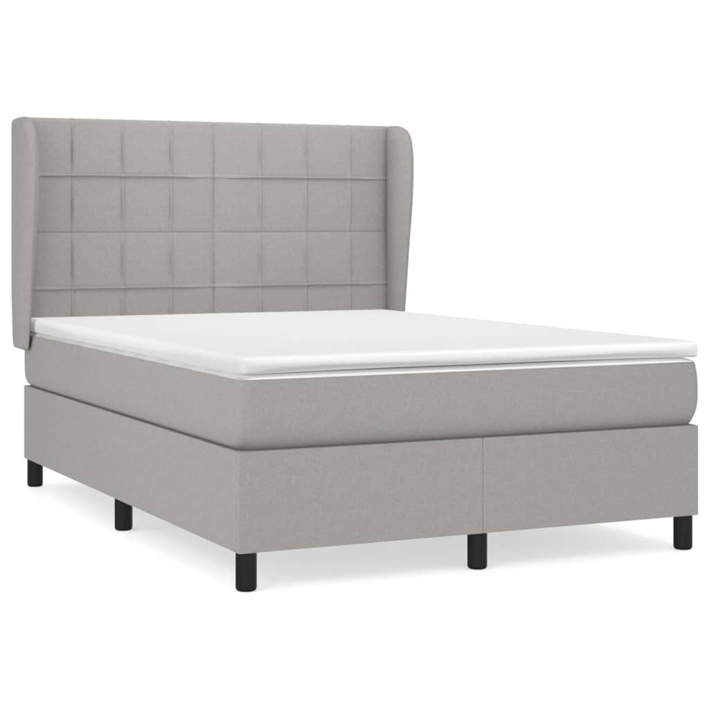 Κρεβάτι Boxspring με Στρώμα Ανοιχτό Γκρι 140x200 εκ. Υφασμάτινο