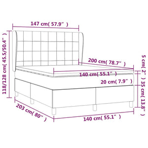 Κρεβάτι Boxspring με Στρώμα Πράσινο 140x200 εκ.Υφασμάτινο