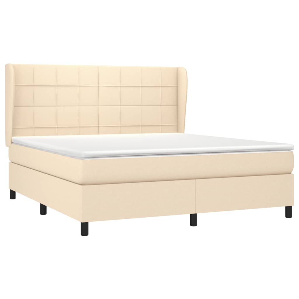 Κρεβάτι Boxspring με Στρώμα Κρεμ 160x200 εκ. Υφασμάτινο