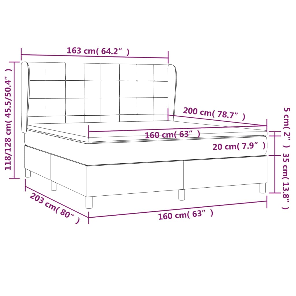 Κρεβάτι Boxspring με Στρώμα Πράσινο 160x200 εκ.Υφασμάτινο - Pakobazaar