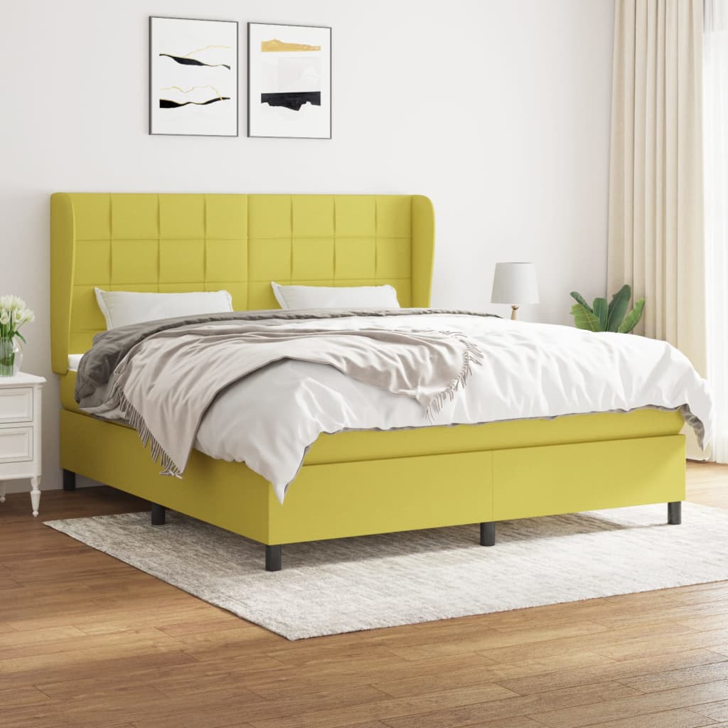 Κρεβάτι Boxspring με Στρώμα Πράσινο 160x200 εκ.Υφασμάτινο - Pakobazaar