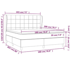Κρεβάτι Boxspring με Στρώμα Σκούρο Γκρι 180x200 εκ Υφασμάτιν