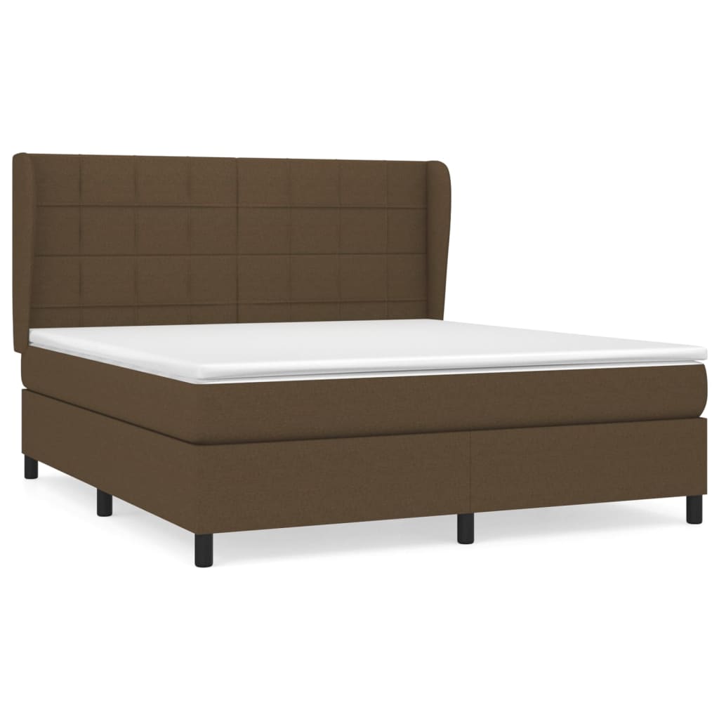 Κρεβάτι Boxspring με Στρώμα Σκούρο Καφέ 180x200 εκ Υφασμάτινο
