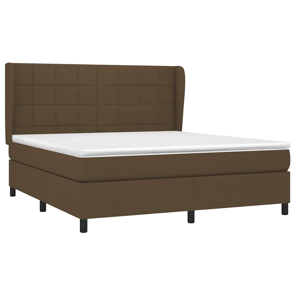 Κρεβάτι Boxspring με Στρώμα Σκούρο Καφέ 180x200 εκ Υφασμάτινο - Pakobazaar