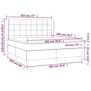 Κρεβάτι Boxspring με Στρώμα Σκούρο Καφέ 180x200 εκ Υφασμάτινο - Pakobazaar