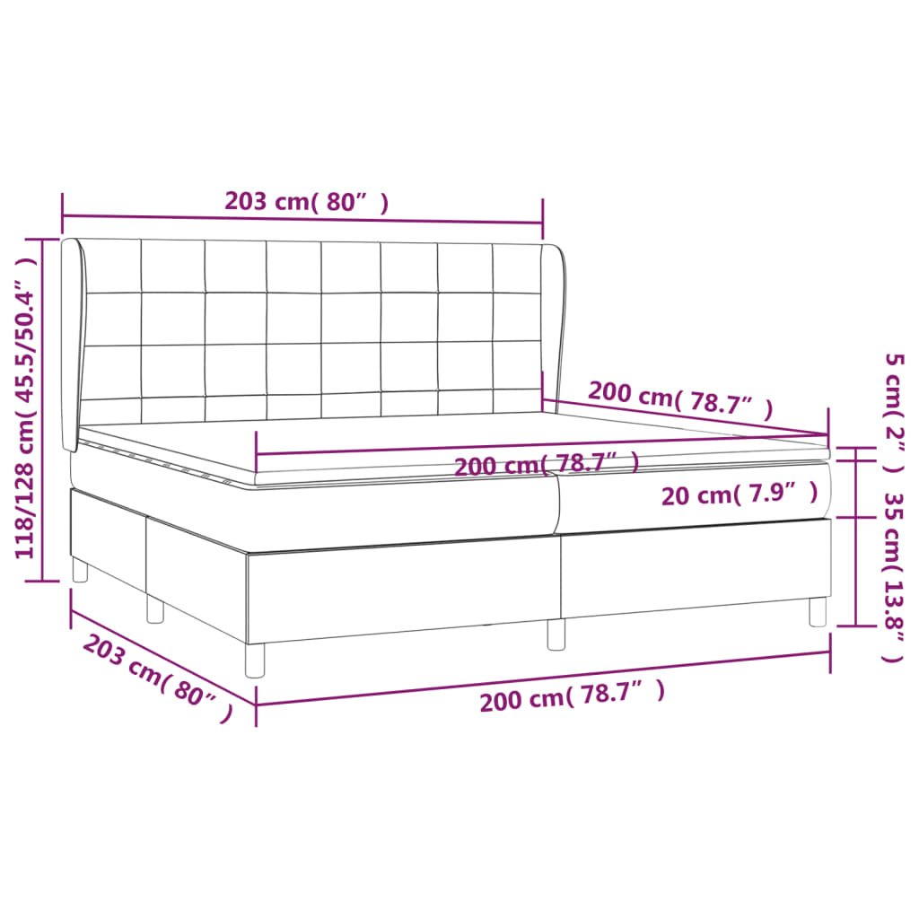 Κρεβάτι Boxspring με Στρώμα Σκούρο Καφέ 200x200 εκ. Υφασμάτινο
