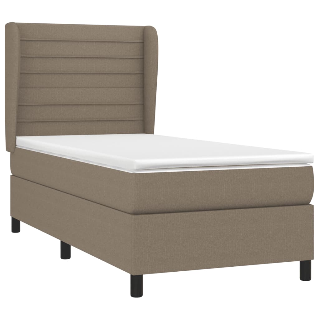 Κρεβάτι Boxspring με Στρώμα Taupe 90x190 εκ.Υφασμάτινο