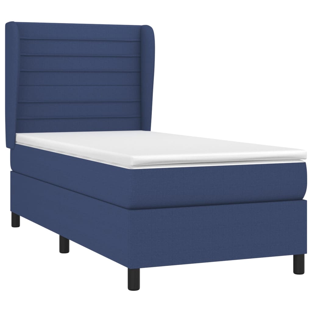 Κρεβάτι Boxspring με Στρώμα Μπλε 100 x 200 εκ. Υφασμάτινο
