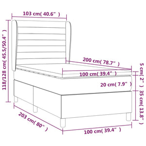 Κρεβάτι Boxspring με Στρώμα Μπλε 100 x 200 εκ. Υφασμάτινο