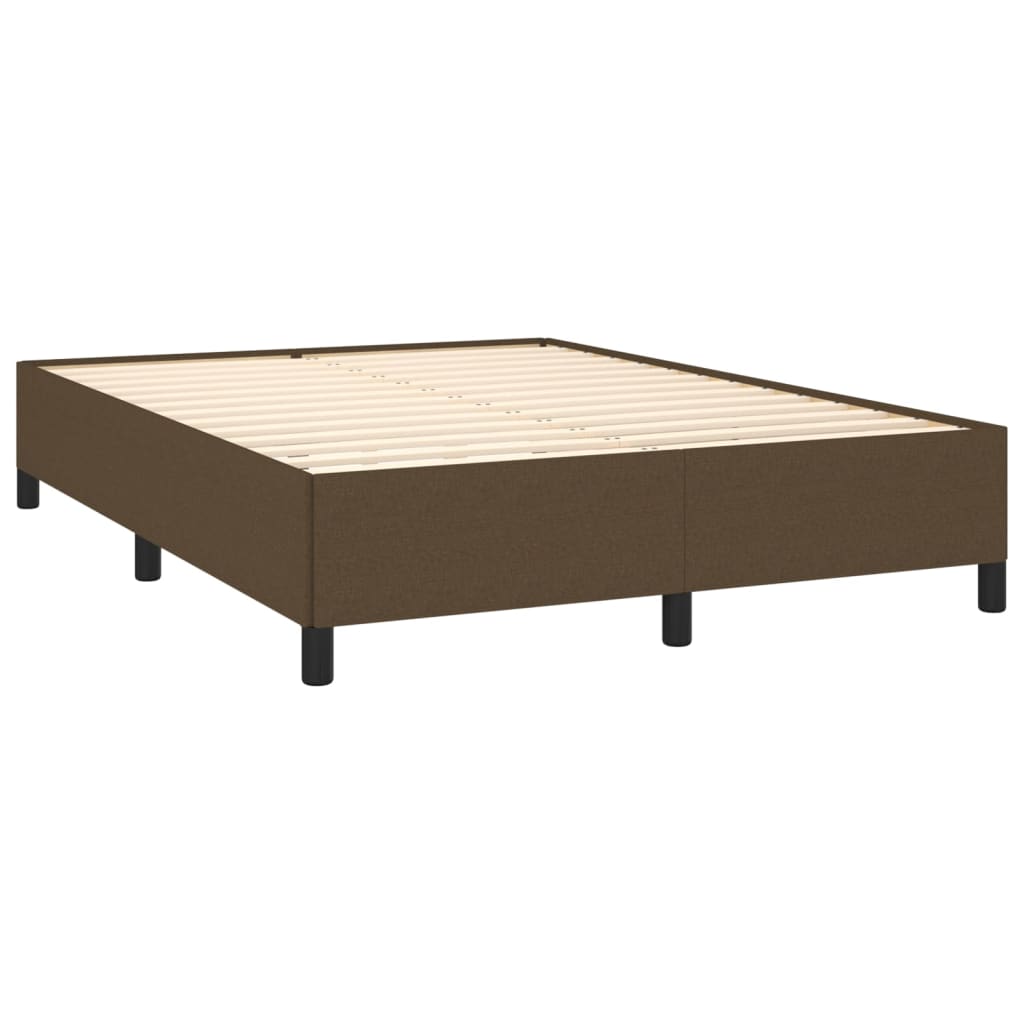 Κρεβάτι Boxspring με Στρώμα Σκούρο Καφέ 140x200 εκ Υφασμάτινο