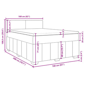 Κρεβάτι Boxspring με Στρώμα Taupe 160x200 εκ. Υφασμάτινο