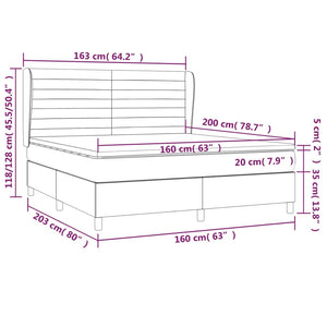 Κρεβάτι Boxspring με Στρώμα Μπλε 160x200 εκ. Υφασμάτινο - Pakobazaar