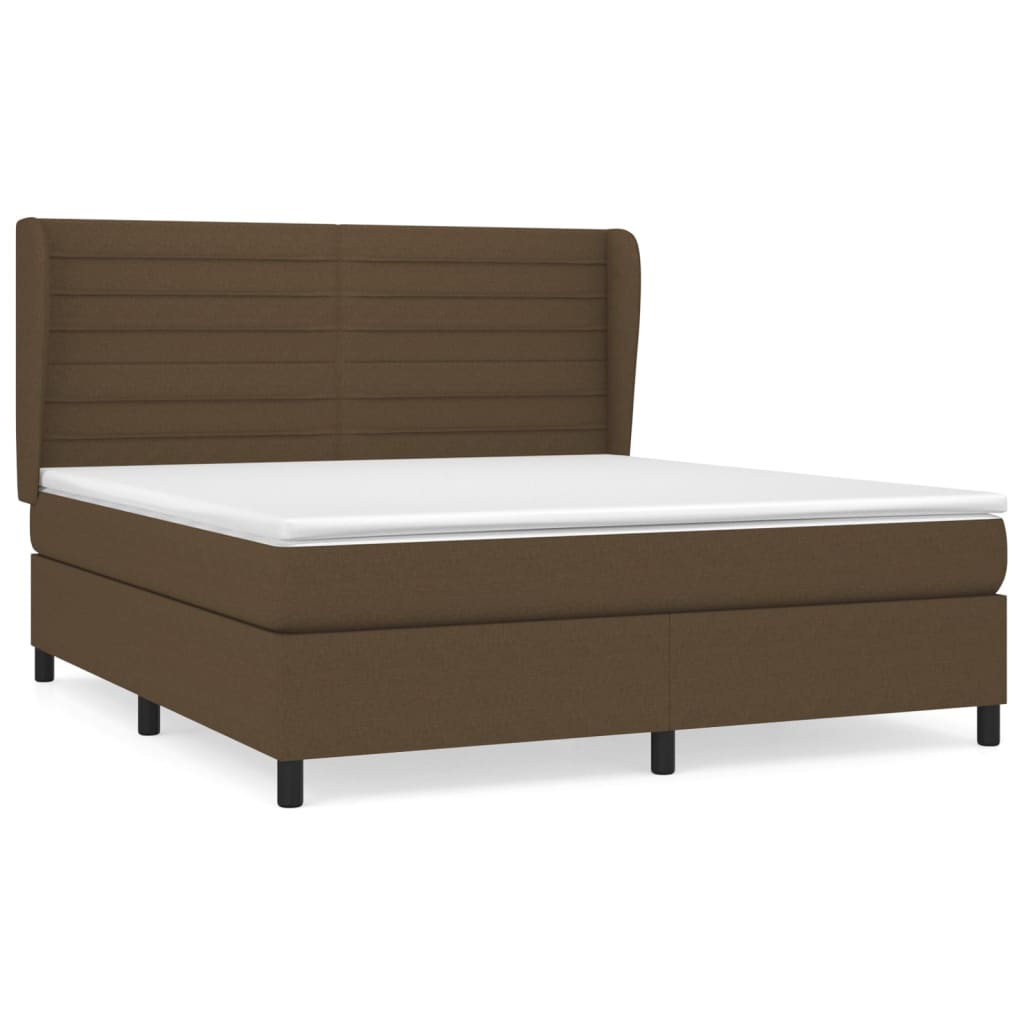 Κρεβάτι Boxspring με Στρώμα Σκούρο Καφέ 180x200 εκ Υφασμάτινο