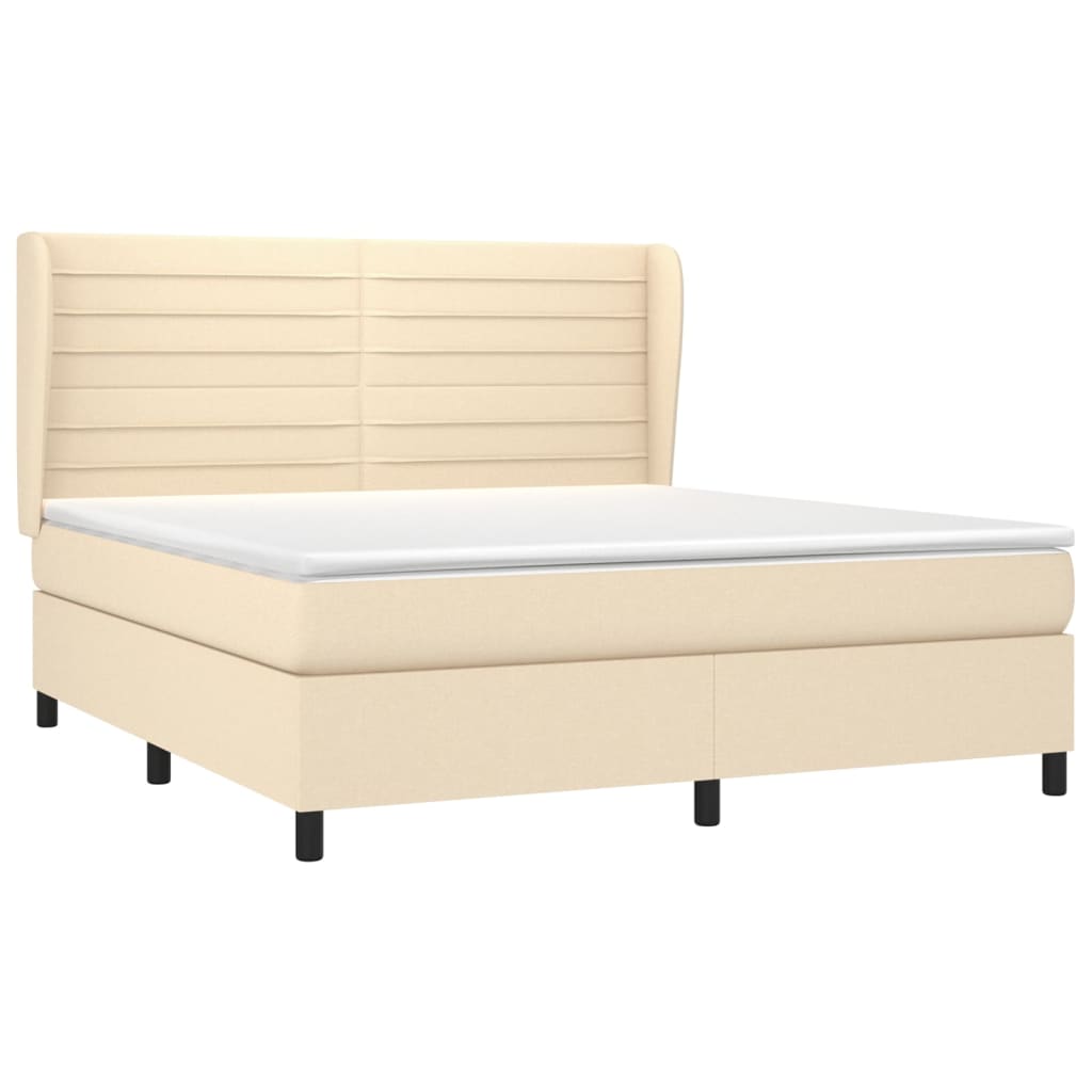 Κρεβάτι Boxspring με Στρώμα Κρεμ 180x200 εκ. Υφασμάτινο