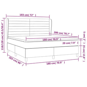 Κρεβάτι Boxspring με Στρώμα Μπλε 180x200 εκ. Υφασμάτινο