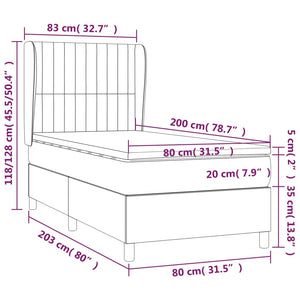 Κρεβάτι Boxspring με Στρώμα Μπλε 80x200 εκ. Υφασμάτινο