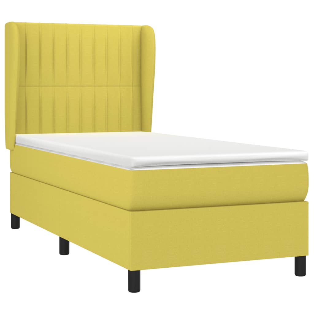Κρεβάτι Boxspring με Στρώμα Πράσινο 100 x 200 εκ. Υφασμάτινο
