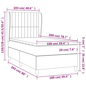 Κρεβάτι Boxspring με Στρώμα Πράσινο 100 x 200 εκ. Υφασμάτινο