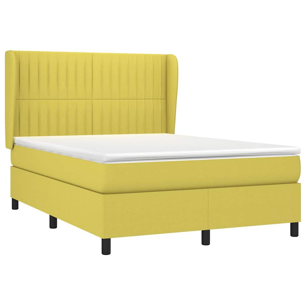 Κρεβάτι Boxspring με Στρώμα Πράσινο 140x190 εκ. Υφασμάτινο