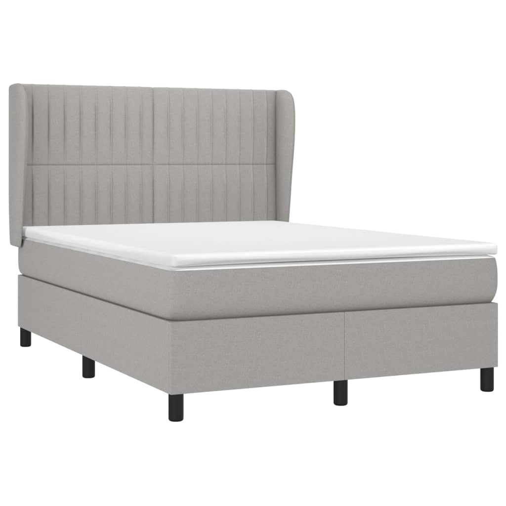 Κρεβάτι Boxspring με Στρώμα Ανοιχτό Γκρι 140x200 εκ. Υφασμάτινο
