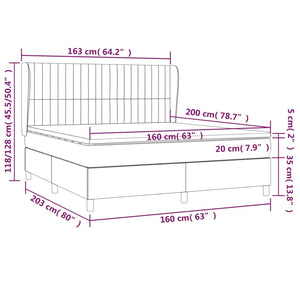 Κρεβάτι Boxspring με Στρώμα Μαύρο 160x200 εκ. Υφασμάτινο